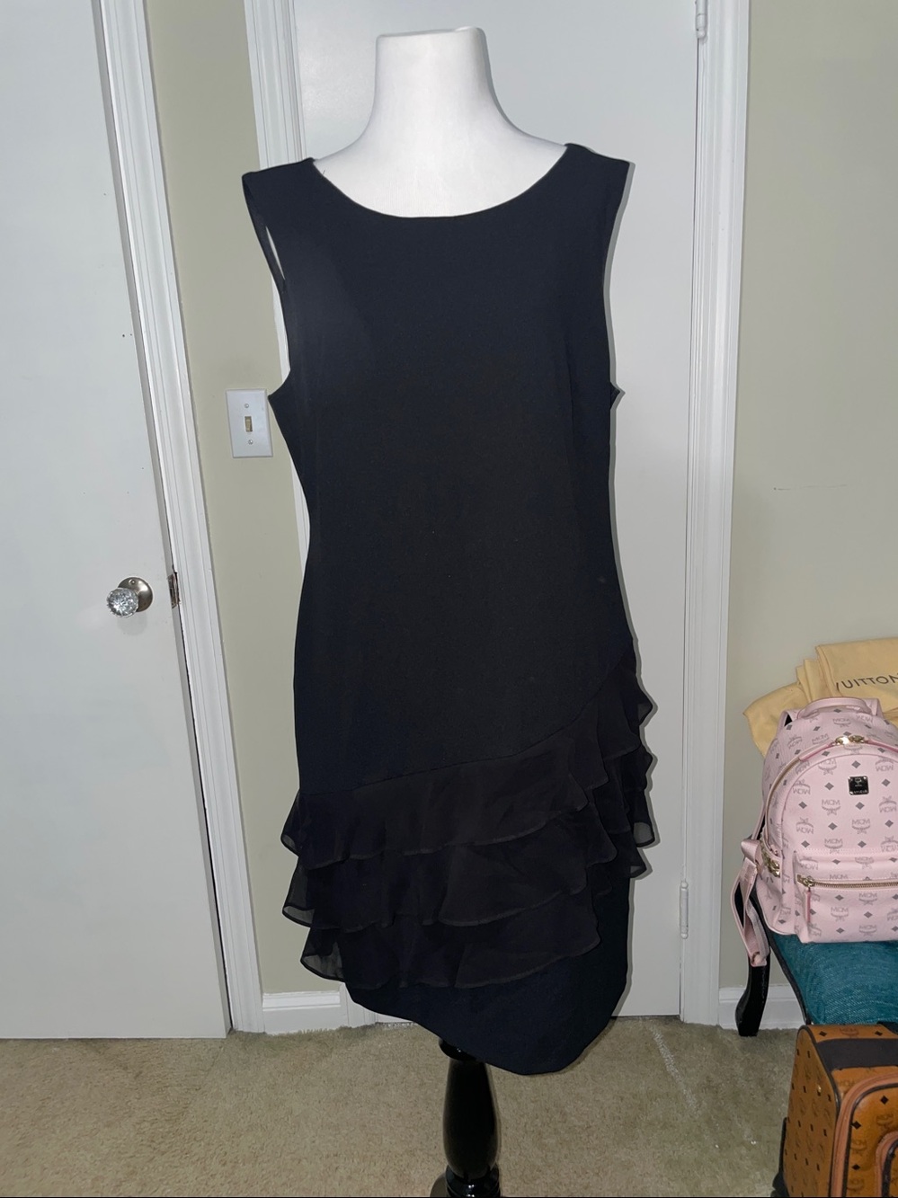Roz & Ali Black Sleeveless Ruffle Hem Mini Dress